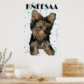 Personaliseer het! Floral Speckled Pet Foto & Naam Poster (Keuken)