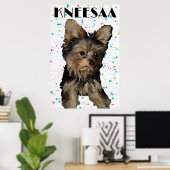 Personaliseer het! Floral Speckled Pet Foto & Naam Poster (Thuiskantoor)