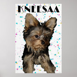 Personaliseer het! Floral Speckled Pet Foto & Naam Poster