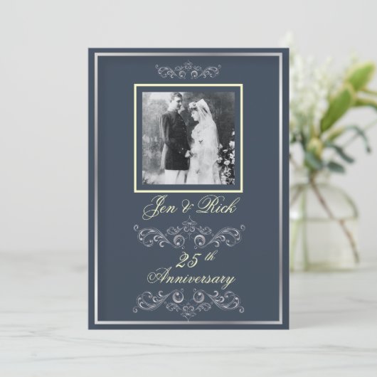 Personaliseer het! Foto 25th Jubileum/DIY kleur! Kaart (Staand voorkant)