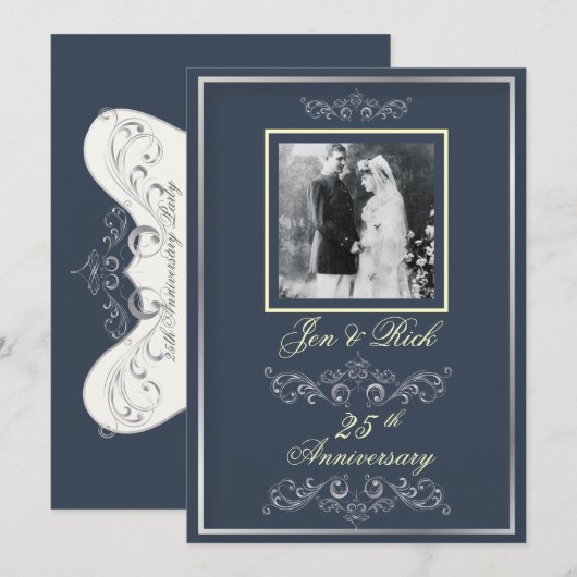Personaliseer het! Foto 25th Jubileum/DIY kleur! Kaart (Voorkant / Achterkant)