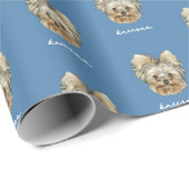 Personaliseer het! Foto en naam blauw Cadeaupapier (Rol Hoek)