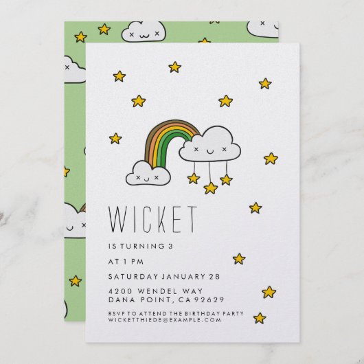 Personaliseer het! Happy Green Rainbow & Stars Kaart (Voorkant / Achterkant)