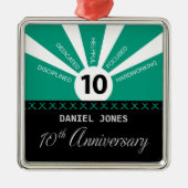 Personaliseer, het Jubileum van de 10e Jaar Werkne Metalen Ornament (Voorkant)