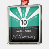 Personaliseer, het Jubileum van de 10e Jaar Werkne Metalen Ornament (Links)