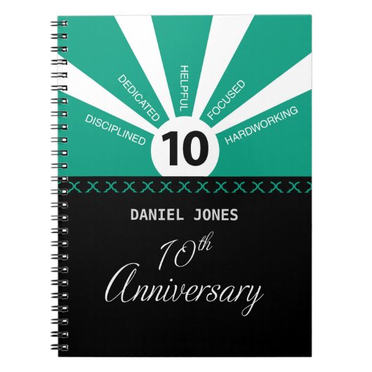 Personaliseer, het Jubileum van de 10e Jaar Werkne Notitieboek (Voorkant)