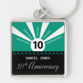 Personaliseer, het Jubileum van de 10e Jaar Werkne Sleutelhanger (Voorkant)