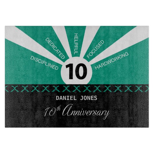 Personaliseer, het Jubileum van de 10e Jaar Werkne Snijplank (Voorkant)