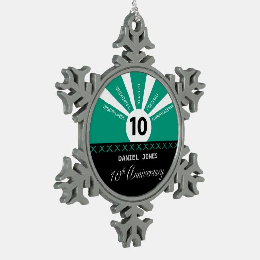 Personaliseer, het Jubileum van de 10e Jaar Werkne Tin Sneeuwvlok Ornament (Links)