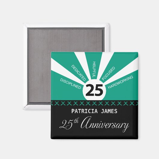Personaliseer het Jubileum van de werknemer van 25 Magneet (Voorkant / Achterkant)