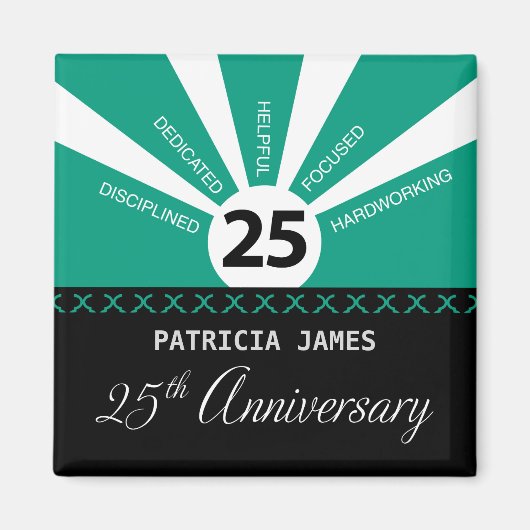 Personaliseer het Jubileum van de werknemer van 25 Magneet (Voorkant)