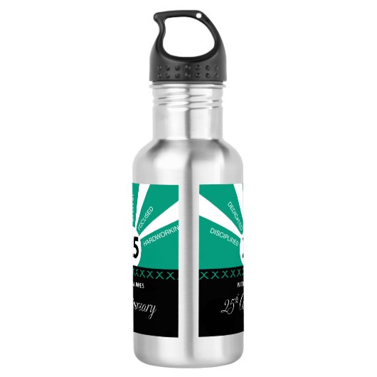 Personaliseer het Jubileum van de werknemer van 25 Waterfles (Achterkant)