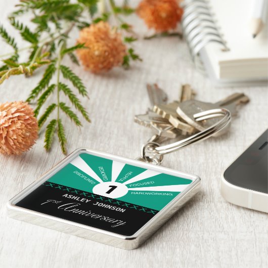 Personaliseer, het Jubileum van de werknemer van h Sleutelhanger (Zijkant)