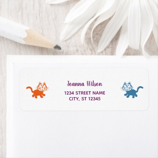 Personaliseer het Kat Moderne Etiket van het Adres (Insitu)