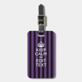 Personaliseer het Keep Calm Jouw tekst Paarse Stri Bagagelabel (Voorkant verticaal)