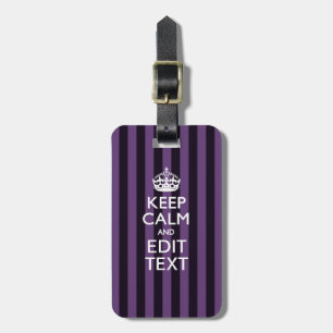 Personaliseer het Keep Calm Jouw tekst Paarse Stri Bagagelabel