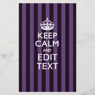 Personaliseer het Keep Calm Jouw tekst Paarse Stri Briefpapier