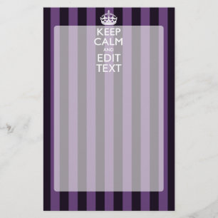 Personaliseer het Keep Calm Jouw tekst Paarse Stri Briefpapier