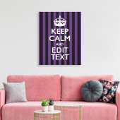 Personaliseer het Keep Calm Jouw tekst Paarse Stri Canvas Afdruk (Insitu (Woonkamer))