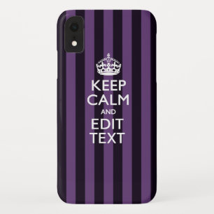 Personaliseer het Keep Calm Jouw tekst Paarse Stri Case-Mate iPhone Case