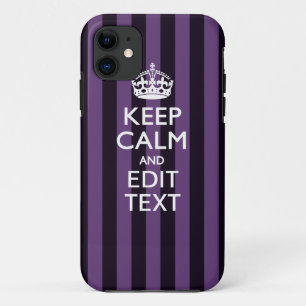 Personaliseer het Keep Calm Jouw tekst Paarse Stri Case-Mate iPhone Case