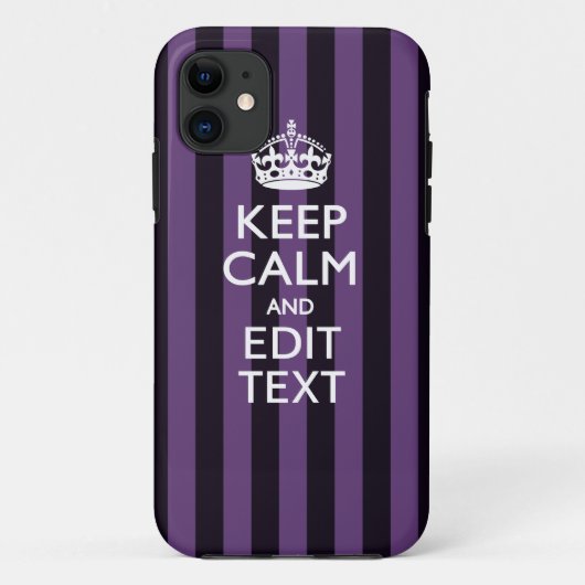 Personaliseer het Keep Calm Jouw tekst Paarse Stri Case-Mate iPhone Case (Achterkant)