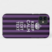 Personaliseer het Keep Calm Jouw tekst Paarse Stri Case-Mate iPhone Case (Achterkant (horizontaal))