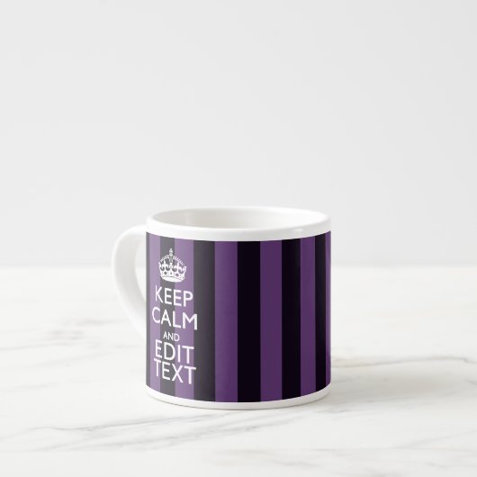 Personaliseer het Keep Calm Jouw tekst Paarse Stri Espresso Kop (Links)