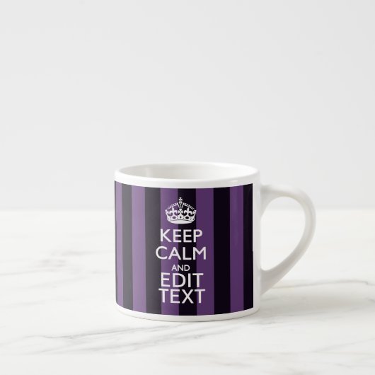 Personaliseer het Keep Calm Jouw tekst Paarse Stri Espresso Kop (Rechts)