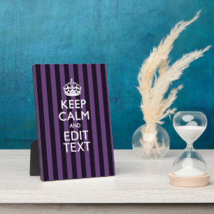 Personaliseer het Keep Calm Jouw tekst Paarse Stri Fotoplaat