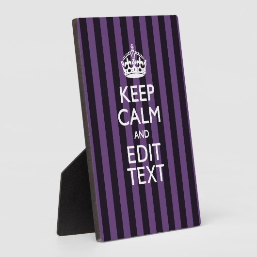 Personaliseer het Keep Calm Jouw tekst Paarse Stri Fotoplaat (Zijkant)
