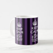 Personaliseer het Keep Calm Jouw tekst Paarse Stri Koffiemok (Voorkant links)