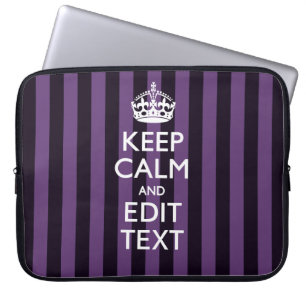 Personaliseer het Keep Calm Jouw tekst Paarse Stri Laptop Sleeve
