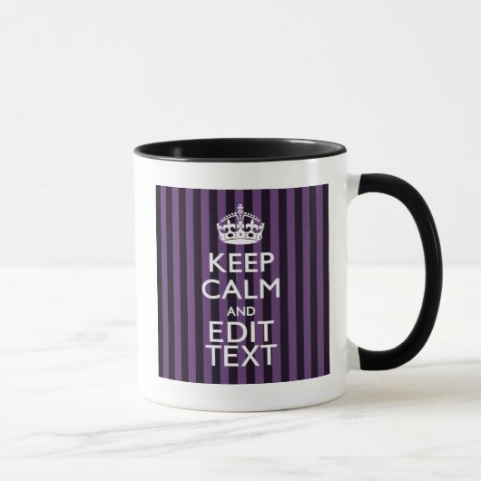 Personaliseer het Keep Calm Jouw tekst Paarse Stri Mok (Rechts)