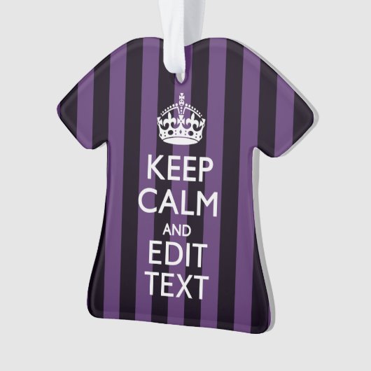 Personaliseer het Keep Calm Jouw tekst Paarse Stri Ornament (voorkant)