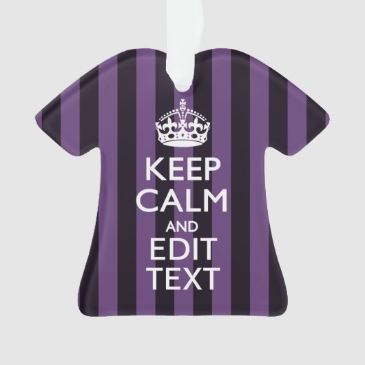 Personaliseer het Keep Calm Jouw tekst Paarse Stri Ornament (voorkant)