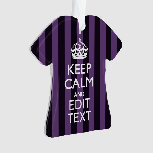 Personaliseer het Keep Calm Jouw tekst Paarse Stri Ornament (voorkant)