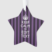 Personaliseer het Keep Calm Jouw tekst Paarse Stri Ornament (voorkant)