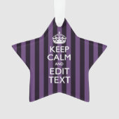 Personaliseer het Keep Calm Jouw tekst Paarse Stri Ornament (voorkant)