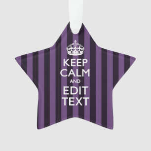 Personaliseer het Keep Calm Jouw tekst Paarse Stri Ornament