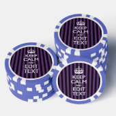 Personaliseer het Keep Calm Jouw tekst Paarse Stri Poker Chips (Opstapeling)