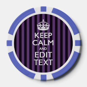 Personaliseer het Keep Calm Jouw tekst Paarse Stri Poker Chips