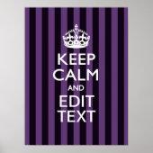 Personaliseer het Keep Calm Jouw tekst Paarse Stri Poster (Voorkant)