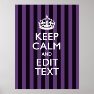Personaliseer het Keep Calm Jouw tekst Paarse Stri Poster