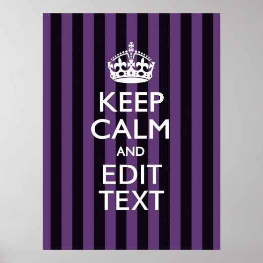 Personaliseer het Keep Calm Jouw tekst Paarse Stri Poster (Voorkant)