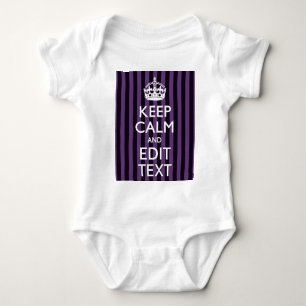 Personaliseer het Keep Calm Jouw tekst Paarse Stri Romper