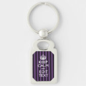 Personaliseer het Keep Calm Jouw tekst Paarse Stri Sleutelhanger (Voorkant)