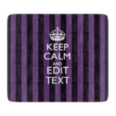 Personaliseer het Keep Calm Jouw tekst Paarse Stri Snijplank (Voorkant)