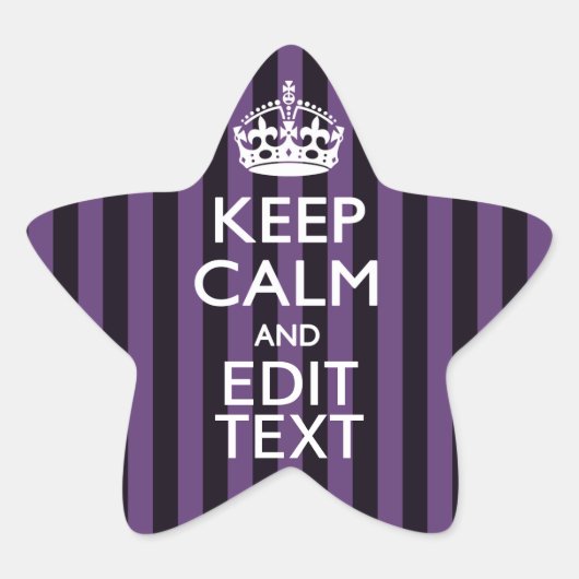 Personaliseer het Keep Calm Jouw tekst Paarse Stri Ster Sticker (Voorkant)