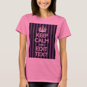 Personaliseer het Keep Calm Jouw tekst Paarse Stri T-shirt